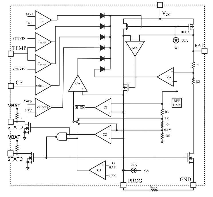 HT4089充电管理芯片方框图