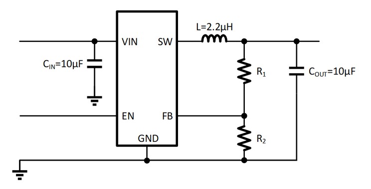 HX3205同步降压转换器典型应用电路图